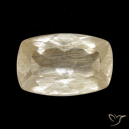 Topacio rutilado marrón-dorado muy claro de 3,24 ct, forma cojín, transparente