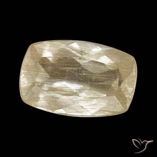 Topacio rutilado marrón-dorado muy claro natural de 3,24 ct, corte cojín, transparente