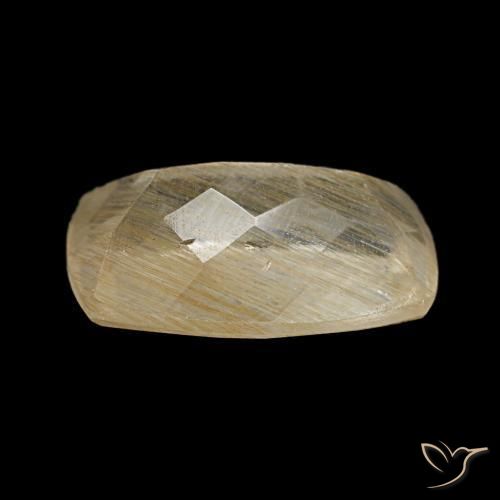 Topacio rutilado marrón-dorado muy claro natural de 3,24 ct, corte cojín, transparente