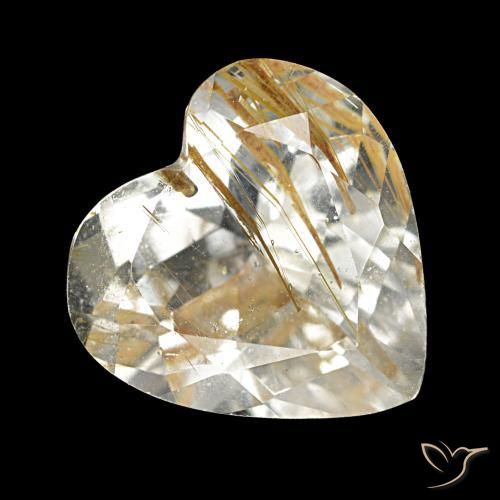 Topacio rutilo Marrón-dorado muy claro natural de 5.73 ct, Forma de corazón, Transparente