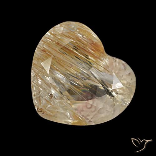 Topacio rutilo Dorado medio natural de 2.15 ct, Forma de corazón, Transparente