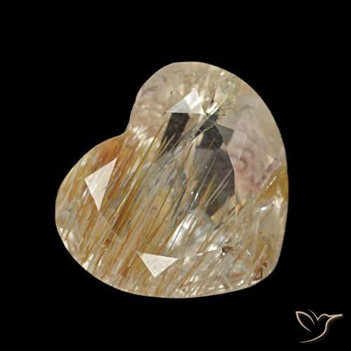 Topacio rutilo Dorado medio natural de 2.15 ct, Forma de corazón, Transparente