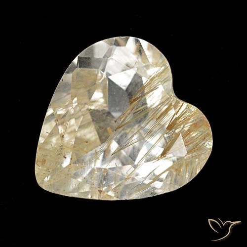 Topacio rutilo Marrón-dorado muy claro natural de 4.76 ct, Forma de corazón, Transparente