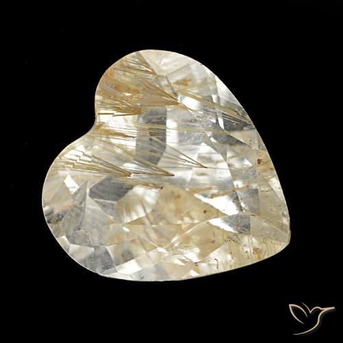 Topacio rutilo Marrón-dorado muy claro natural de 4.76 ct, Forma de corazón, Transparente
