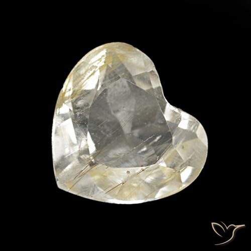 Topacio rutilado amarillo natural de 1,06 ct, forma de corazón, transparente