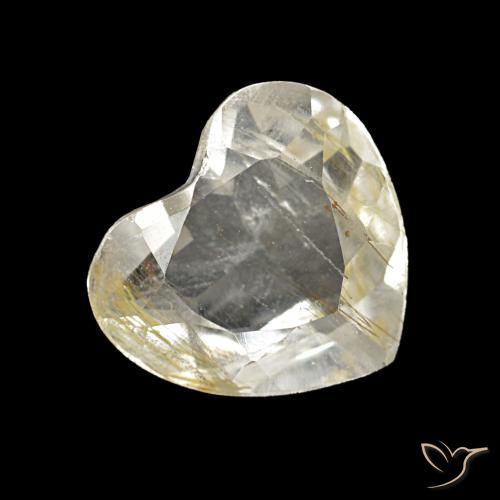 Topacio rutilado amarillo natural de 1,06 ct, forma de corazón, transparente