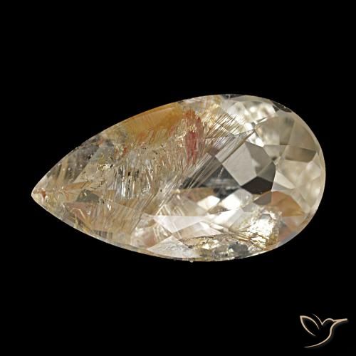 Topacio rutilo Marrón-dorado muy claro natural de 5.03 ct, En forma de pera, Transparente