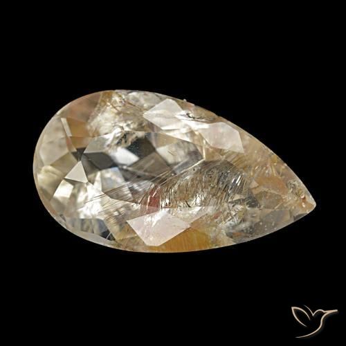 Topacio rutilo Marrón-dorado muy claro natural de 5.03 ct, En forma de pera, Transparente