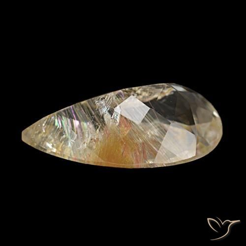 Topacio rutilo Marrón-dorado muy claro natural de 5.03 ct, En forma de pera, Transparente