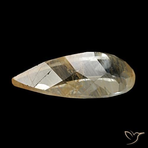 Topacio rutilado marrón-dorado muy claro natural de 4,26 ct, en forma de pera, transparente