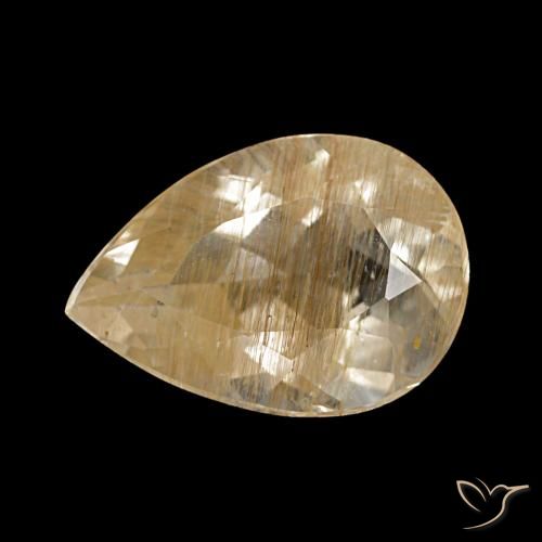 Topacio rutilado amarillo de 3,22 ct, en forma de pera, transparente