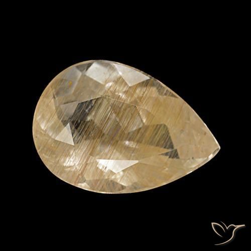 Topacio rutilado amarillo natural de 3,22 ct, en forma de pera, transparente