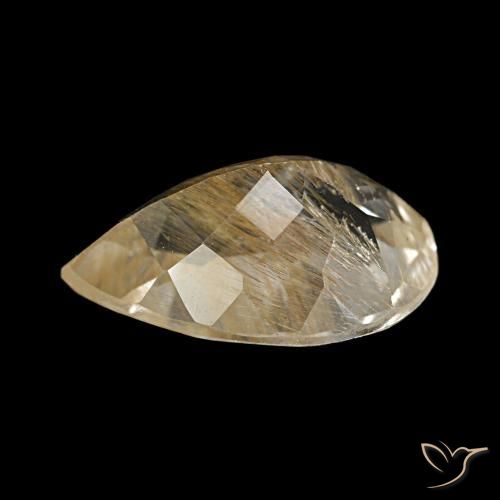 Topacio rutilado amarillo natural de 3,22 ct, en forma de pera, transparente