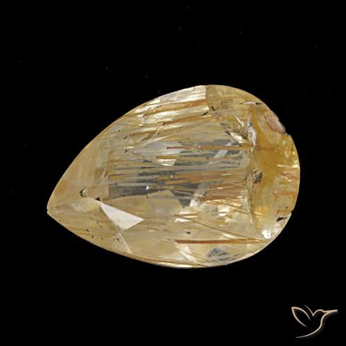 Topacio rutilado amarillo de 2,78 ct, en forma de pera, transparente