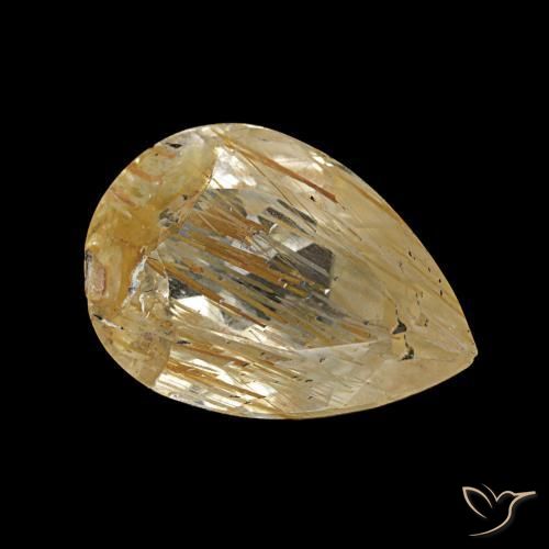 Topacio rutilado amarillo natural de 2,78 ct, en forma de pera, transparente