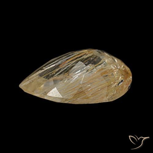 Topacio rutilado amarillo natural de 2,78 ct, en forma de pera, transparente
