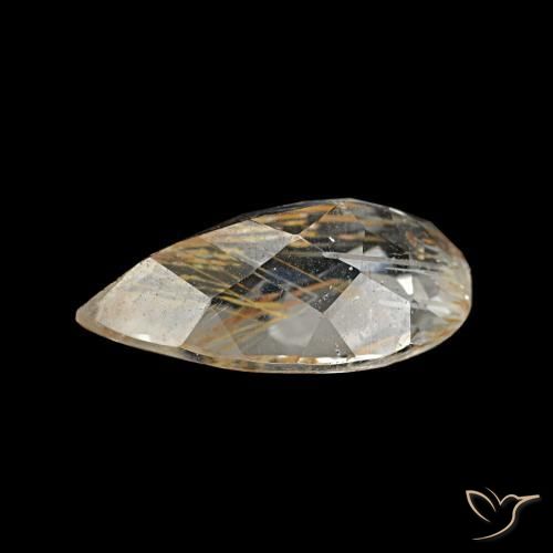 Topacio rutilado claro y bronce dorado natural de 1,89 ct, en forma de pera, transparente