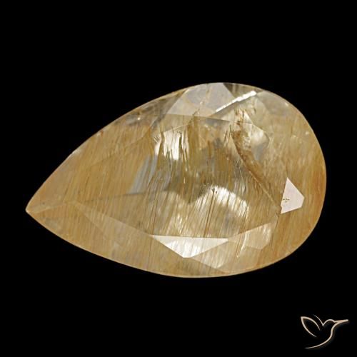 Topacio rutilo marrón-dorado muy claro natural de 6,69 ct, en forma de pera, transparente