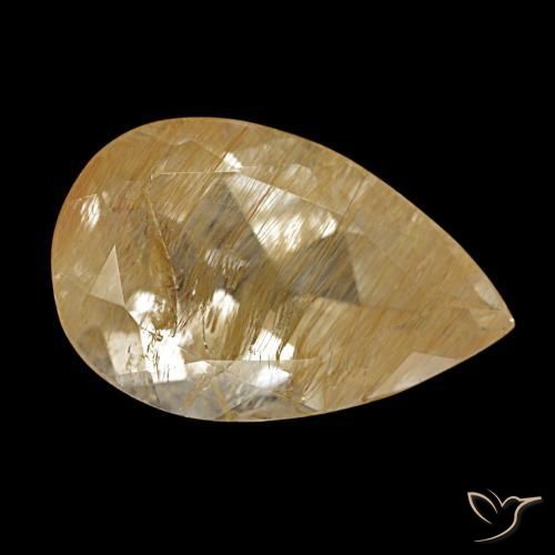 Topacio rutilo marrón-dorado muy claro natural de 6,69 ct, en forma de pera, transparente