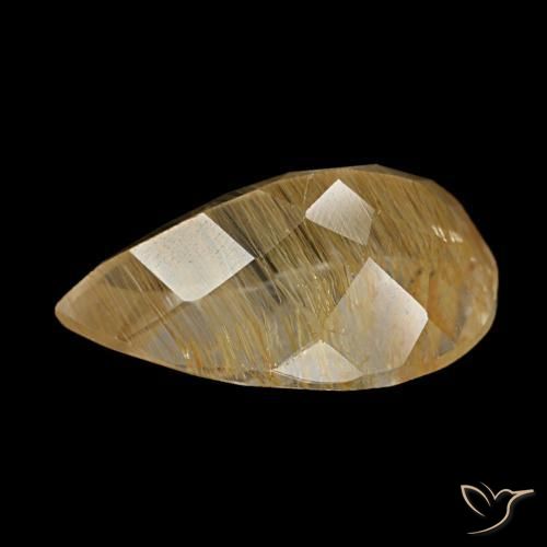 Topacio rutilo marrón-dorado muy claro natural de 6,69 ct, en forma de pera, transparente