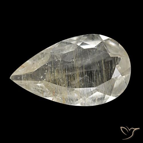 Topacio rutilado amarillo de 4,94 ct, en forma de pera, transparente