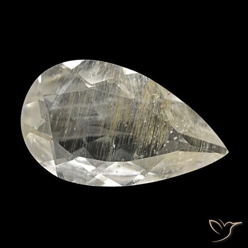 Topacio rutilado amarillo natural de 4,94 ct, en forma de pera, transparente