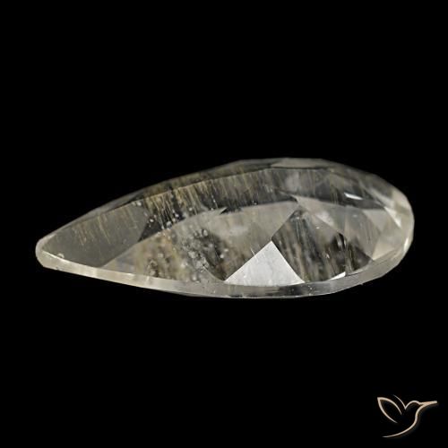 Topacio rutilado amarillo natural de 4,94 ct, en forma de pera, transparente