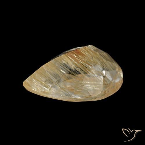 Topacio rutilado marrón-dorado muy claro natural de 1,68 ct, en forma de pera, transparente