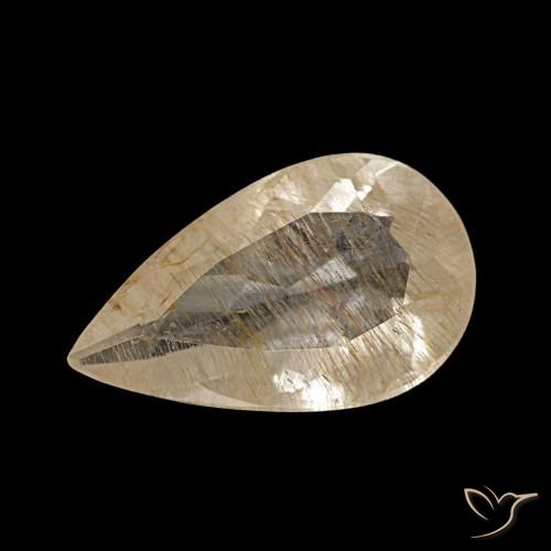 Topacio rutilado amarillo de 2,36 ct, en forma de pera, transparente
