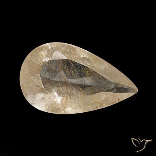 Topacio rutilado amarillo natural de 2,36 ct, en forma de pera, transparente