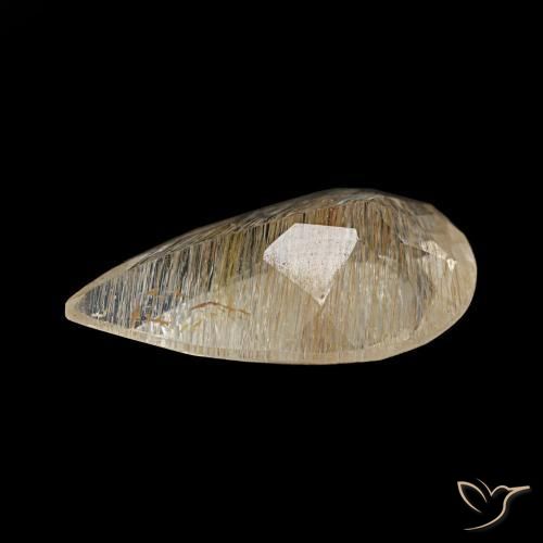 Topacio rutilado amarillo natural de 2,36 ct, en forma de pera, transparente