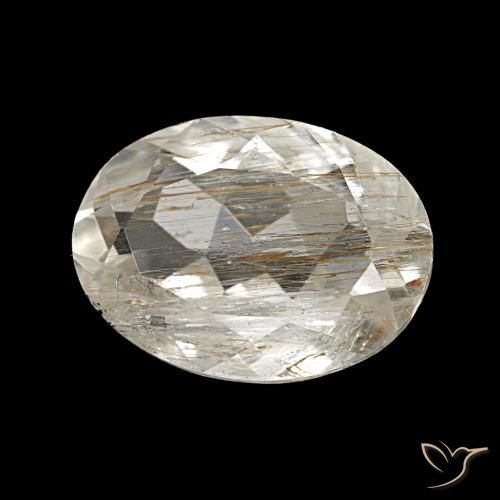 Topacio rutilado claro y bronce dorado natural de 3,70 ct, corte óvalo, transparente