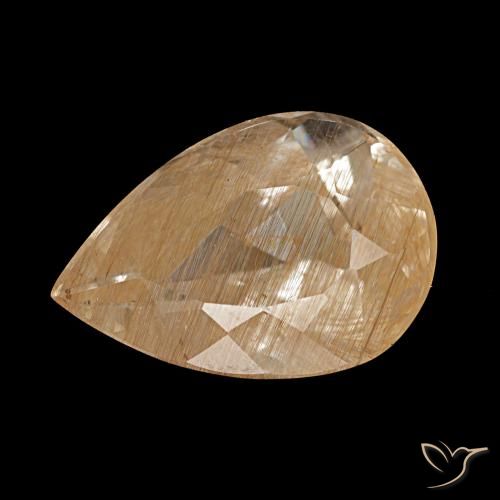 Topacio rutilo dorado naranja natural de 4,46 ct, en forma de pera, transparente