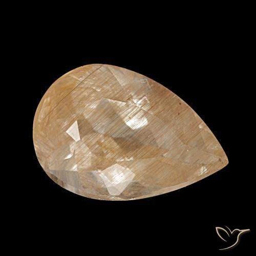 Topacio rutilo dorado naranja natural de 4,46 ct, en forma de pera, transparente