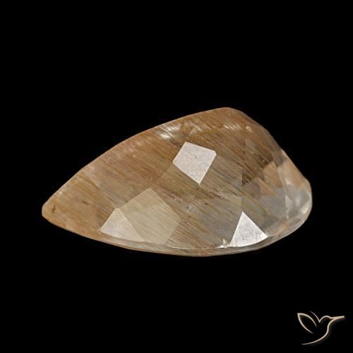 Topacio rutilo dorado naranja natural de 4,46 ct, en forma de pera, transparente