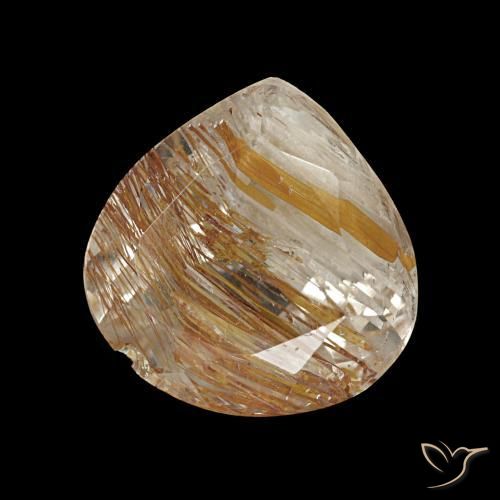 Topacio rutilado amarillo natural de 3,18 ct, en forma de pera, transparente