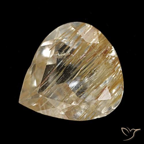 Topacio rutilado amarillo de 5,22 ct, en forma de pera, transparente