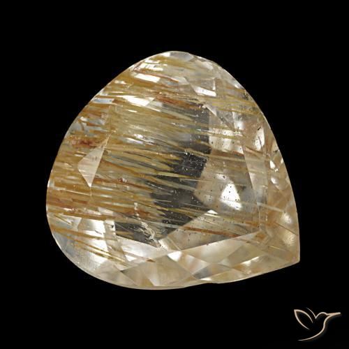 Topacio rutilado amarillo natural de 5,22 ct, en forma de pera, transparente