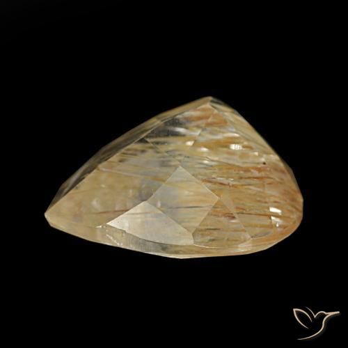 Topacio rutilado amarillo natural de 5,22 ct, en forma de pera, transparente
