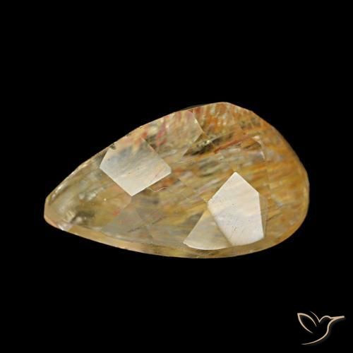 Topacio rutilo Dorado medio natural de 4.93 ct, En forma de pera, Transparente