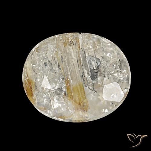 Topacio rutilado marrón-dorado muy claro natural de 4,28 ct, corte óvalo, transparente