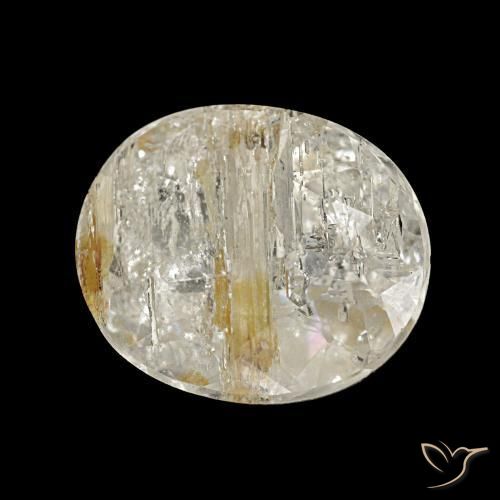 Topacio rutilado marrón-dorado muy claro natural de 4,28 ct, corte óvalo, transparente