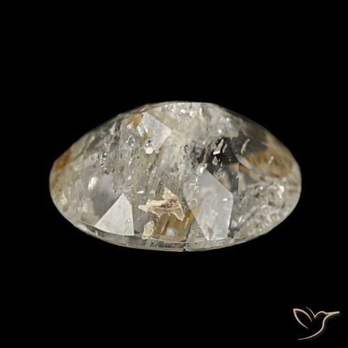 Topacio rutilado marrón-dorado muy claro natural de 4,28 ct, corte óvalo, transparente