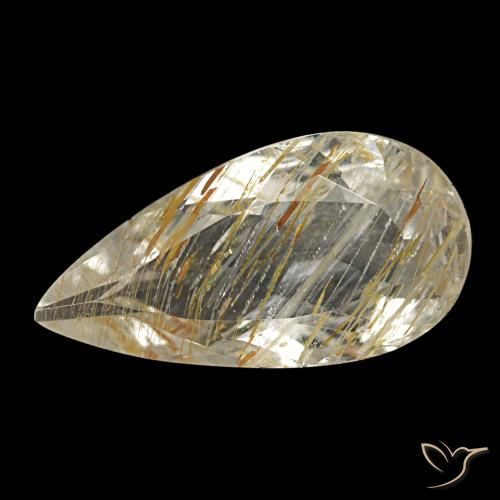Topacio rutilado amarillo natural de 1,84 ct, en forma de pera, transparente