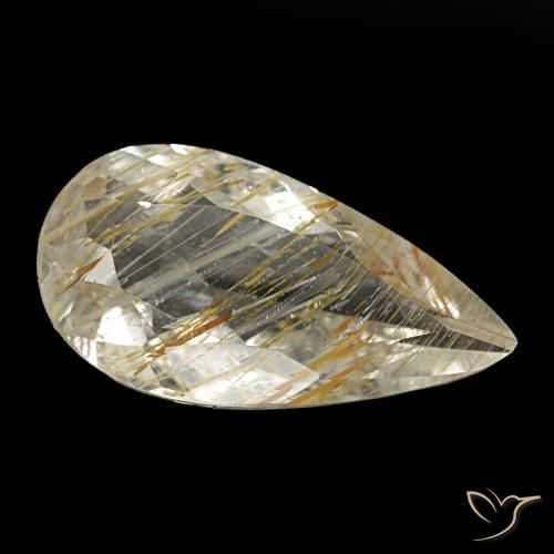 Topacio rutilado amarillo natural de 1,84 ct, en forma de pera, transparente