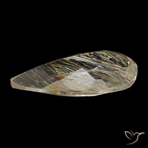 Topacio rutilado amarillo natural de 1,84 ct, en forma de pera, transparente