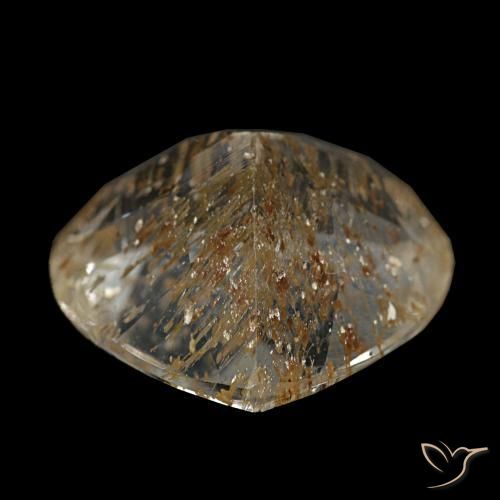 Topacio rutilado marrón leonado claro natural de 6,16 ct, en forma de pera, transparente