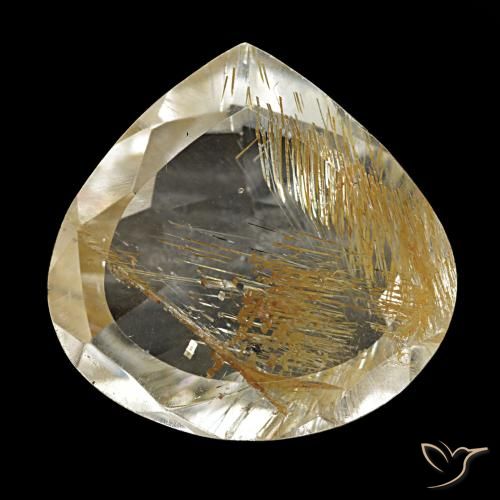 Topacio rutilado amarillo de 5,46 ct, en forma de pera, transparente