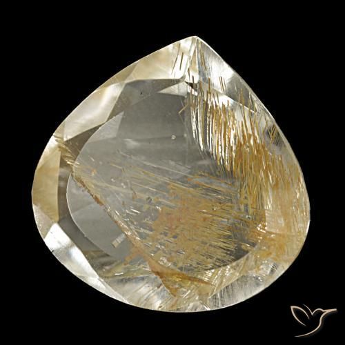 Topacio rutilado amarillo natural de 5,46 ct, en forma de pera, transparente