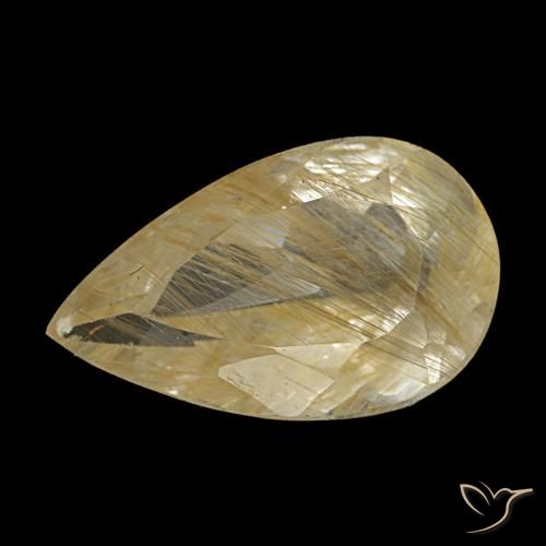 Topacio rutilado amarillo natural de 1,92 ct, en forma de pera, transparente